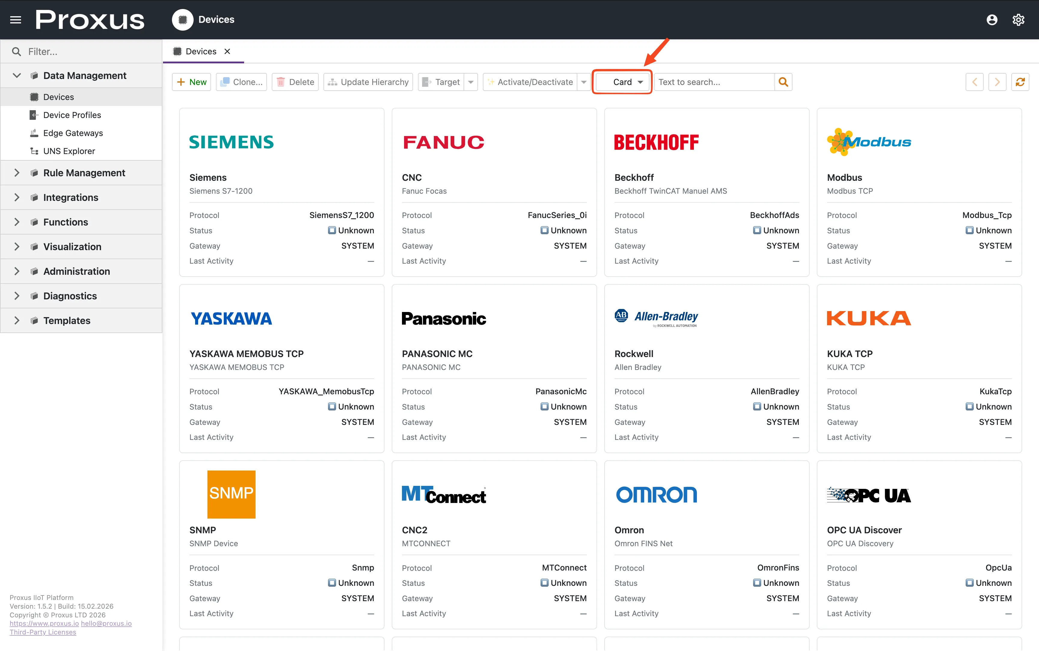 Device List Card View
