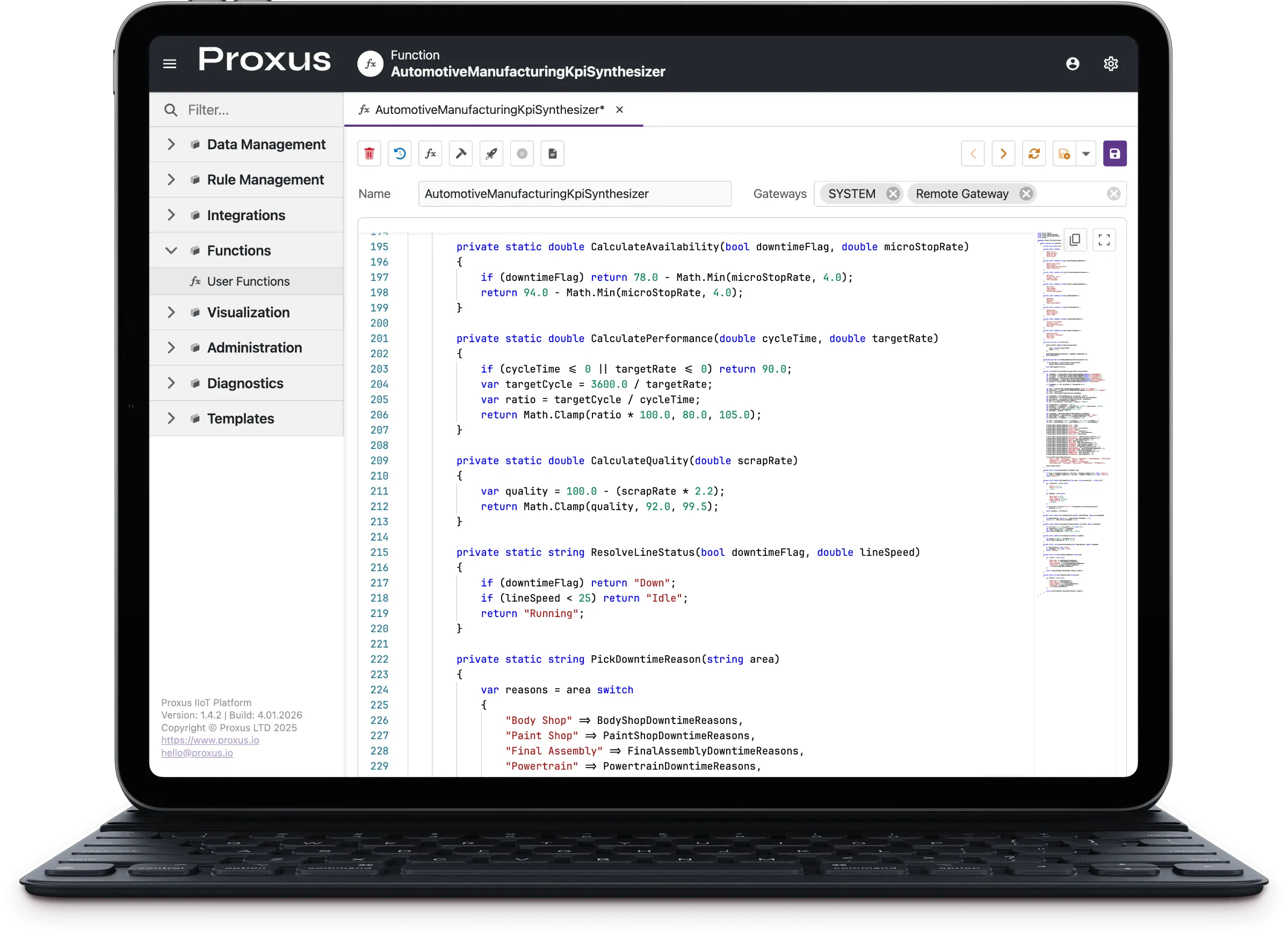 Proxus Edge Functions - C# scripting for industrial IoT logic