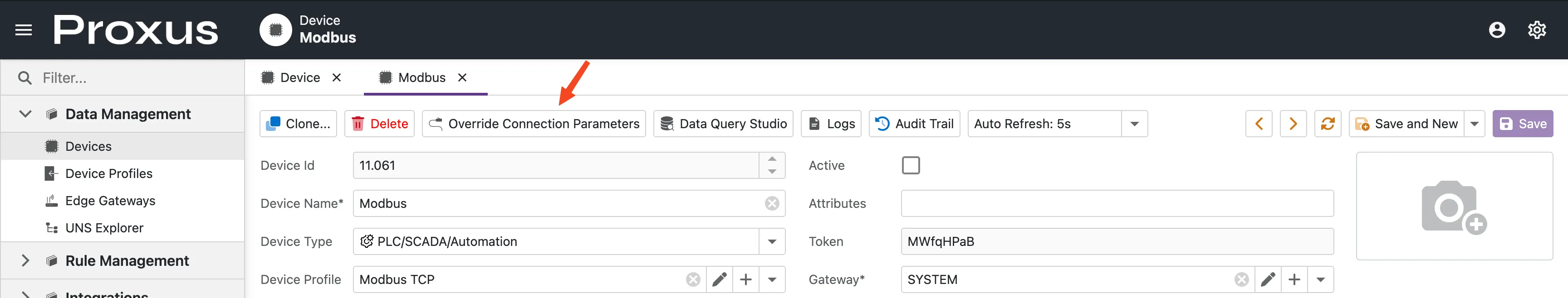 Override Connection Parameters