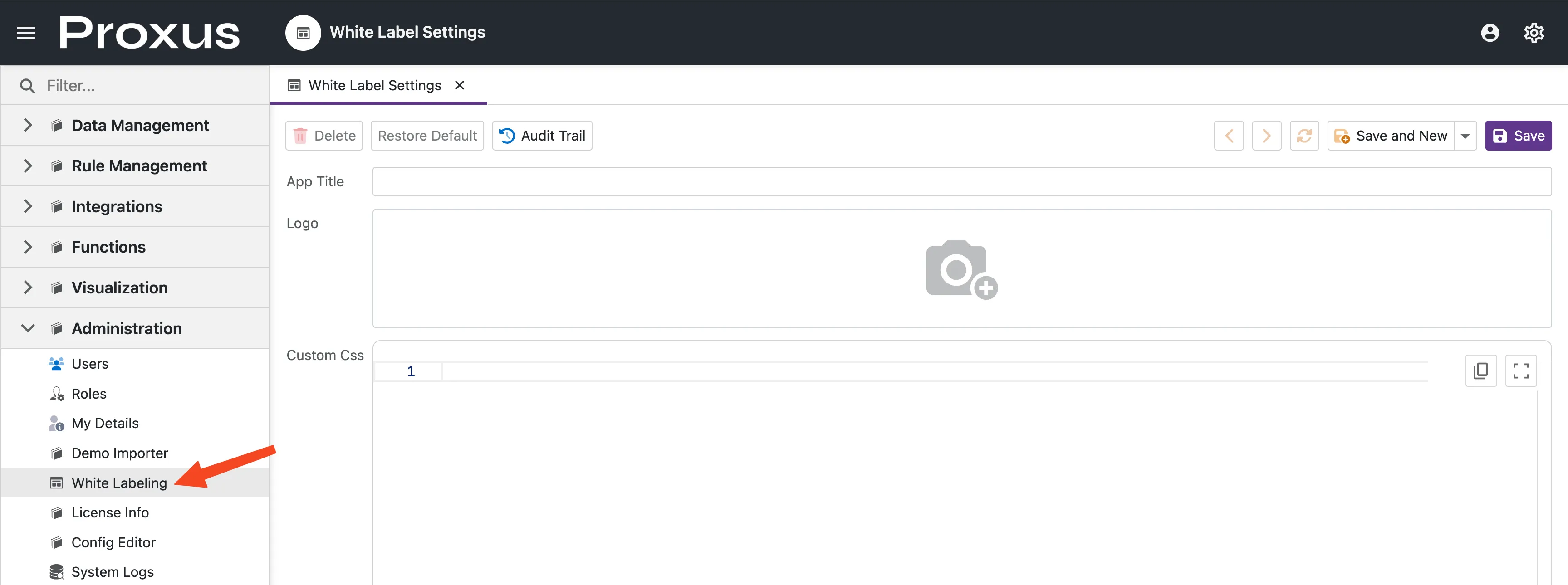 White Label Settings